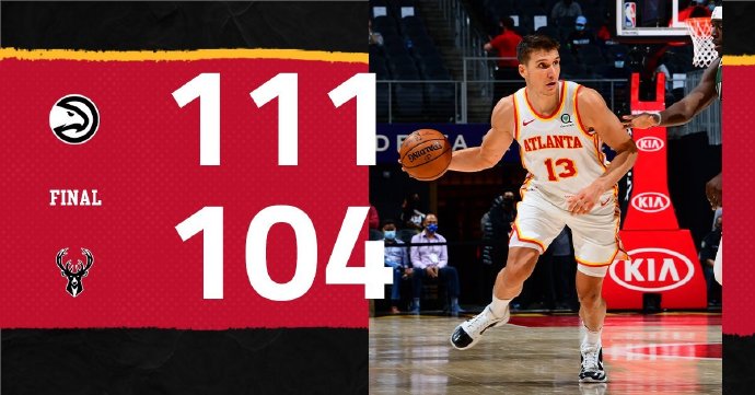老鹰111-104战胜雄鹿 博格达32分 字母哥31+14