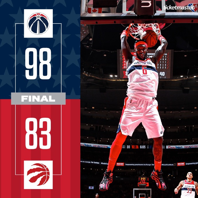 奇才98-83轻取猛龙 比尔23分 哈雷尔22+9