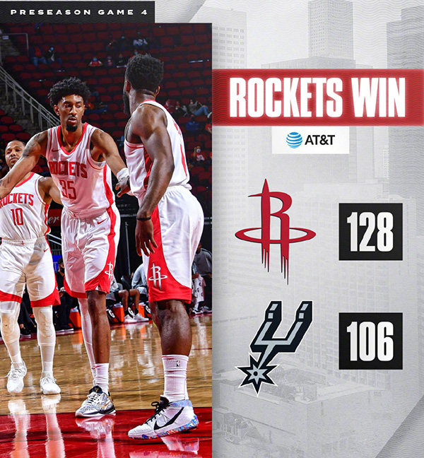 <a href=/gaoqinglanqiu/rockets/ target=_blank class=infotextkey>火箭</a>128-106轻取<a href=/gaoqinglanqiu/spurs/ target=_blank class=infotextkey>马刺</a>
