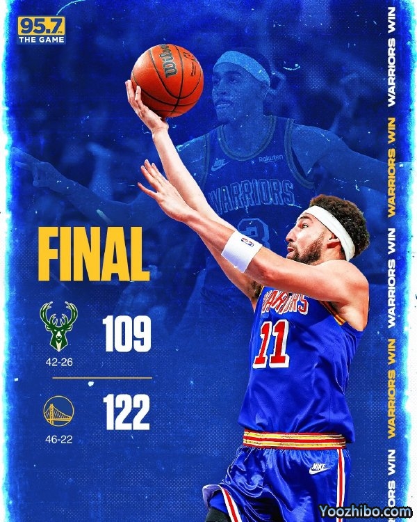 勇士122-109终结雄鹿 克莱38+6+5 普尔30+6+5 字母哥31+8